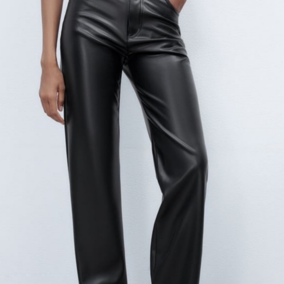 Zara Straight Leg Leather Pants - Picture 11 of 11